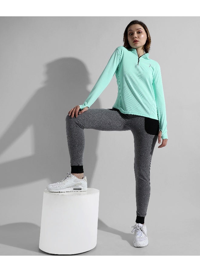 Campus Sutra Campus Sutra Women's Solid Mint Green Dri-Fit Long Sleeve Regular Fit Activewear T-Shirt For Casual Wear | Modern Clothing T-Shirt Crafted With Comfort Fit And High-Performance For Everyday Wear  - Image 4