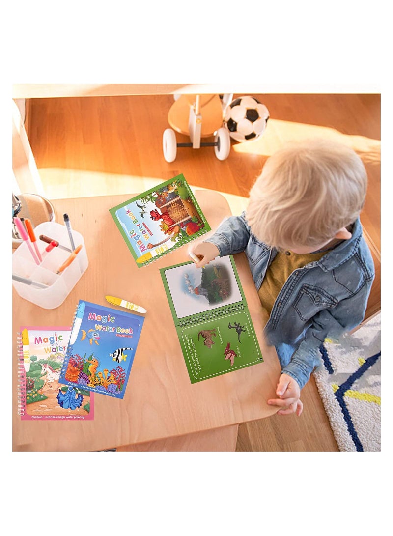 SYOSI 4-Piece Cartoon Water Coloring Magic Book With Water Pen For Toddlers And Kids - Image 4