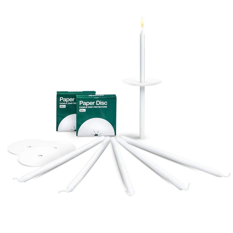 Will & Baumer 100 Polar Congregation Candle Kits with Drip Protectors 1â„4" X 8 1â„2" - Image 1