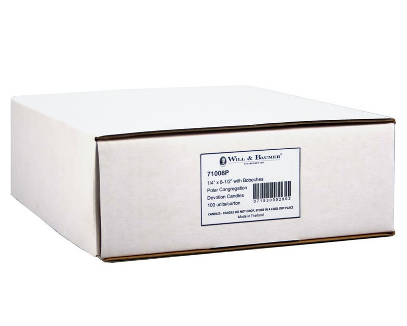 Will & Baumer 100 Polar Congregation Candle Kits with Drip Protectors 1â„4" X 8 1â„2" - Image 2
