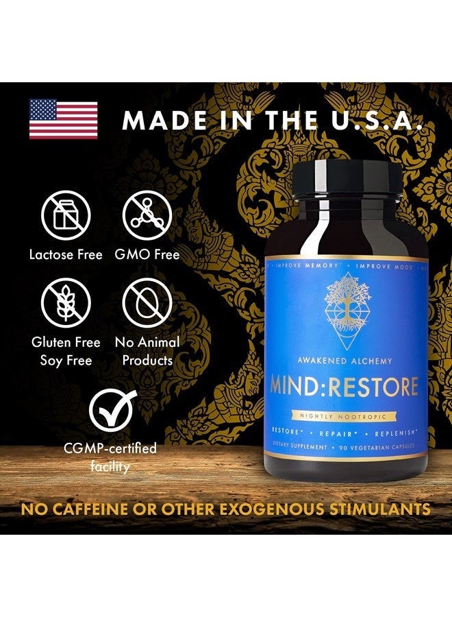 Awakened Alchemy Mind:Restore Premium Nighttime Nootropic Supplement | Advanced Natural Brain Nutrition | Promotes Restorative Sleep | Improve Memory | Improve Mood | Repair Brain | 9 Premium Ingredients | 90 Count - Image 4