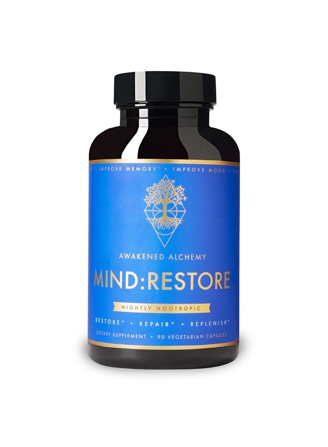 Awakened Alchemy Mind:Restore Premium Nighttime Nootropic Supplement | Advanced Natural Brain Nutrition | Promotes Restorative Sleep | Improve Memory | Improve Mood | Repair Brain | 9 Premium Ingredients | 90 Count - Image 1