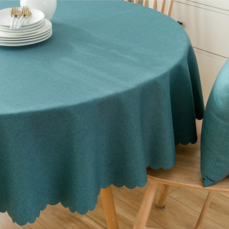Jeloris Round Waterproof Tablecloth Spill-Proof and Stain Resistant Table Cloth Wrinkle Free Washable Decorative Fabric Table Cover for Kitchen  Dining  Parties  Buffet  Wedding(70 inch  Teal) - Image 2