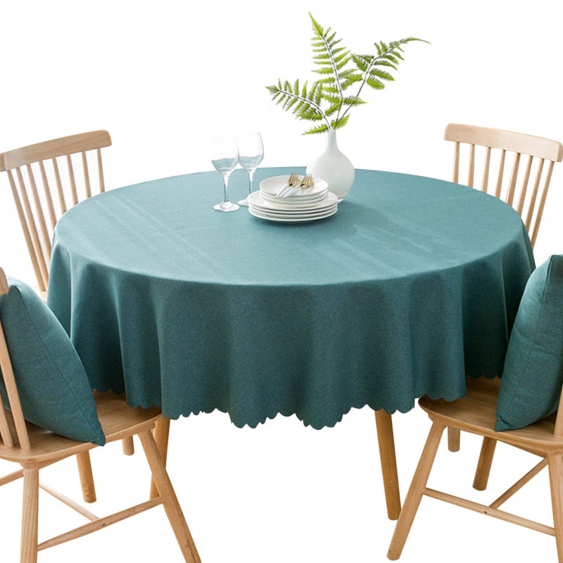 Jeloris Round Waterproof Tablecloth Spill-Proof and Stain Resistant Table Cloth Wrinkle Free Washable Decorative Fabric Table Cover for Kitchen  Dining  Parties  Buffet  Wedding(70 inch  Teal) - Image 1