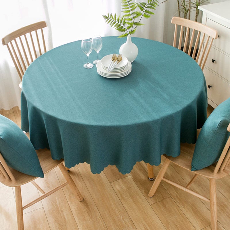 Jeloris Round Waterproof Tablecloth Spill-Proof and Stain Resistant Table Cloth Wrinkle Free Washable Decorative Fabric Table Cover for Kitchen  Dining  Parties  Buffet  Wedding(70 inch  Teal) - Image 4