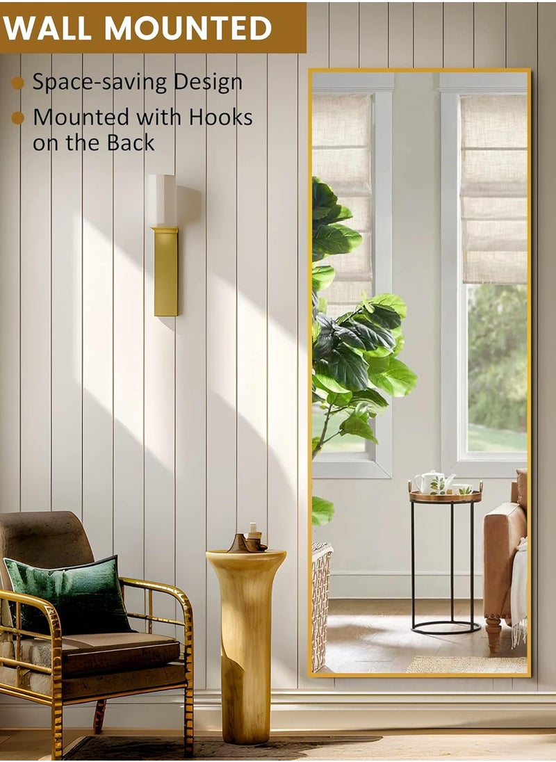 Taimi Full Body Mirror Full Length Mirror with Gold Aluminum Alloy Frame Mirror Full Length with Stand Wall Mounted Mirror Hanging Mirror for Wall 160X50CM  - Image 3