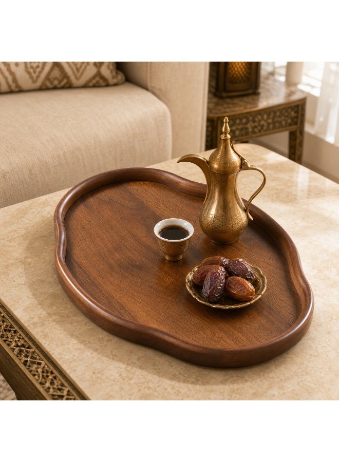صينية خشبية الجوز المعاد تدويرها - شكل خمر غير منتظم ، علبة خدمة للشاي / الحلويات ، ديكور المنزل - Image 2