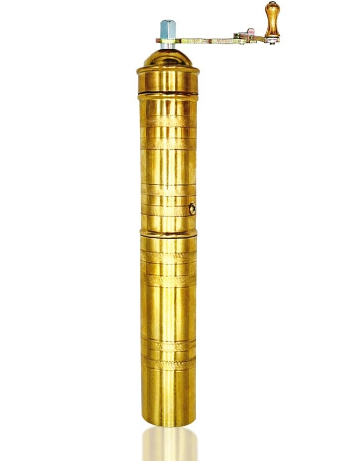 THE VIOLET Handmade Brass Manual Coffee Grinder Large Pepper Mill With Handle Proper For Fresh Coffee Bean Peppercorn Grinder Brass Handle Crank With Giant Fine Refillable Grind For Flavor At Home Turkish Style - Image 1