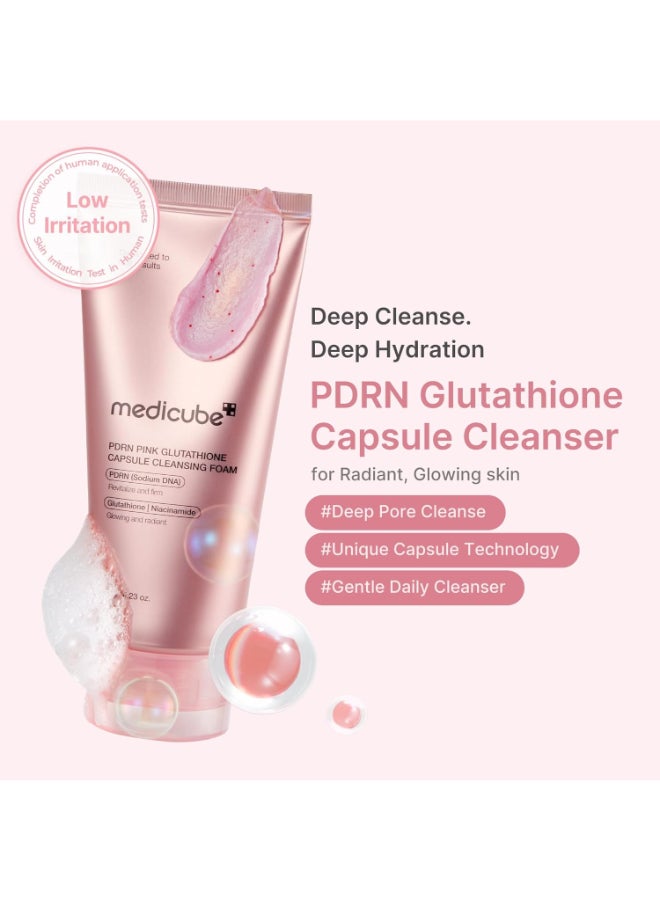 Medicube PDRN Pink Glutathione Capsule Brightening Low pH Cleansing Foam Daily Face Wash 120g - Image 4
