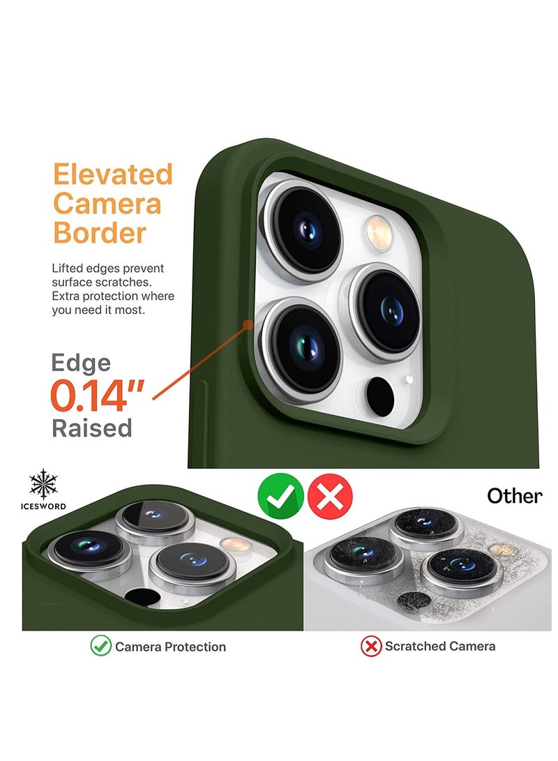 ELTRAZONE iPhone 14 Pro Max Case Dark Green, Thin Liquid Silicone Shockproof Phone Case Cover, Deep Forest Green, Gel Rubber Drop Protective 6.7" [Soft Anti-Scratch Microfiber Lining] 14PM-Dark Green - Image 3