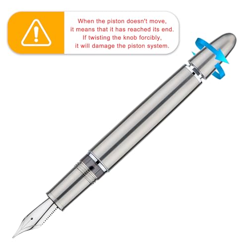 Asvine J16 Brushed Titanium Fountain Pen Jowo Broad Nib Piston Filling, Ink Window, Wrench & Box - Image 5