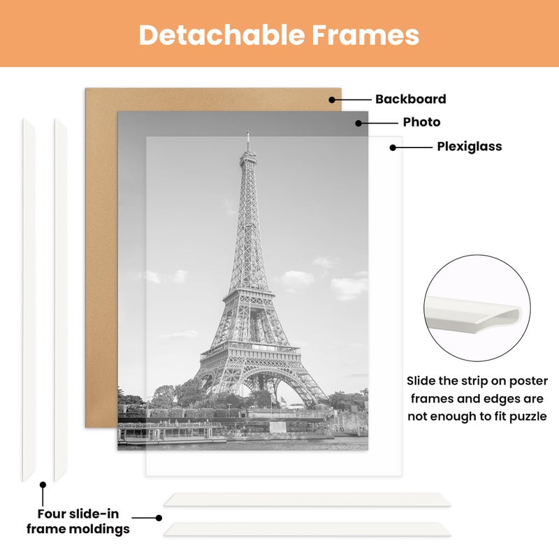 upsimples 12x16 Picture Frame White 3 Pack, Scratch-Proof Poster Frames 12 x 16 for Photo Gallery - Slide-In Strips, Horizontal or Vertical Wall Mounting - Image 4