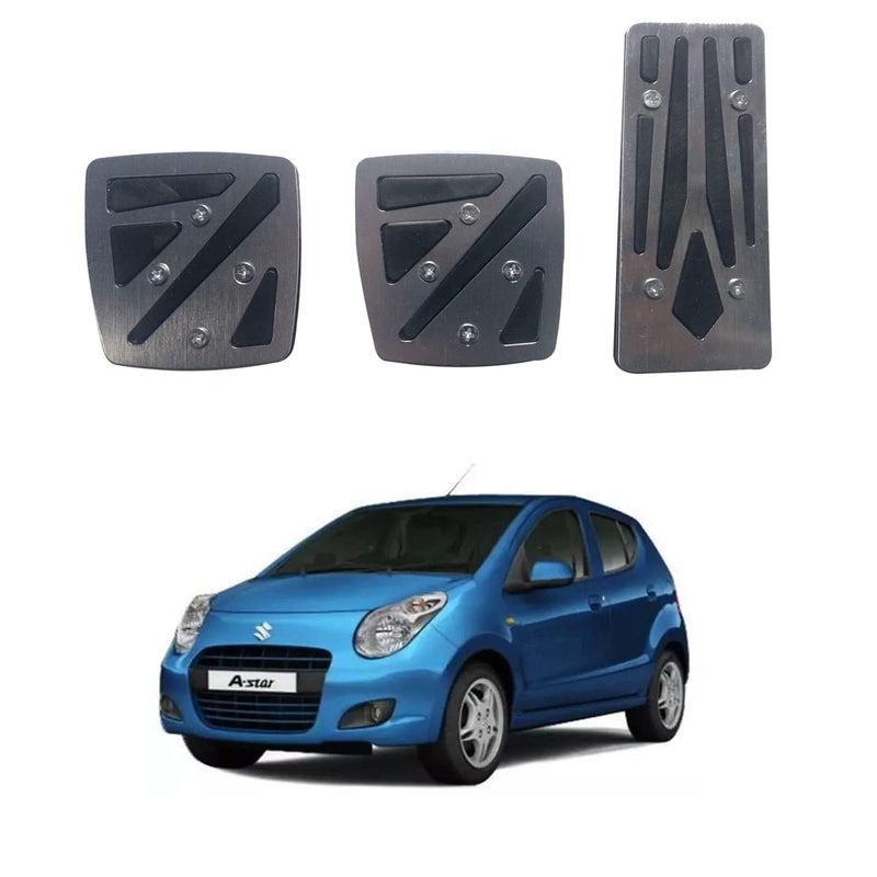 Oshotto 3 Pcs Non-Slip Manual CS-048 Car Pedals Kit Pad Covers Set Compatible with Maruti Suzuki A-Star (Grey) - Image 1
