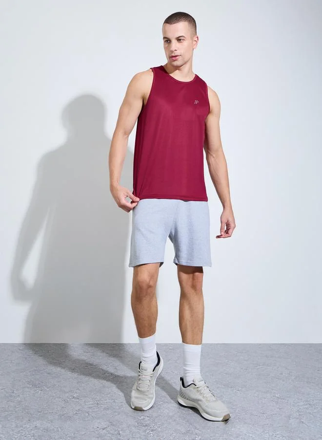 ستايلي Men Round Neck Side Slit Mesh Tank Top