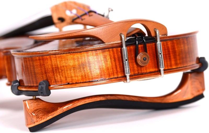 Fiddlerman Light Carbon Fiber Violin Shoulder Rest 4/4 Foam Padding For Comfort With Slight Height Adjustable Feet (Wood Look) - Image 1