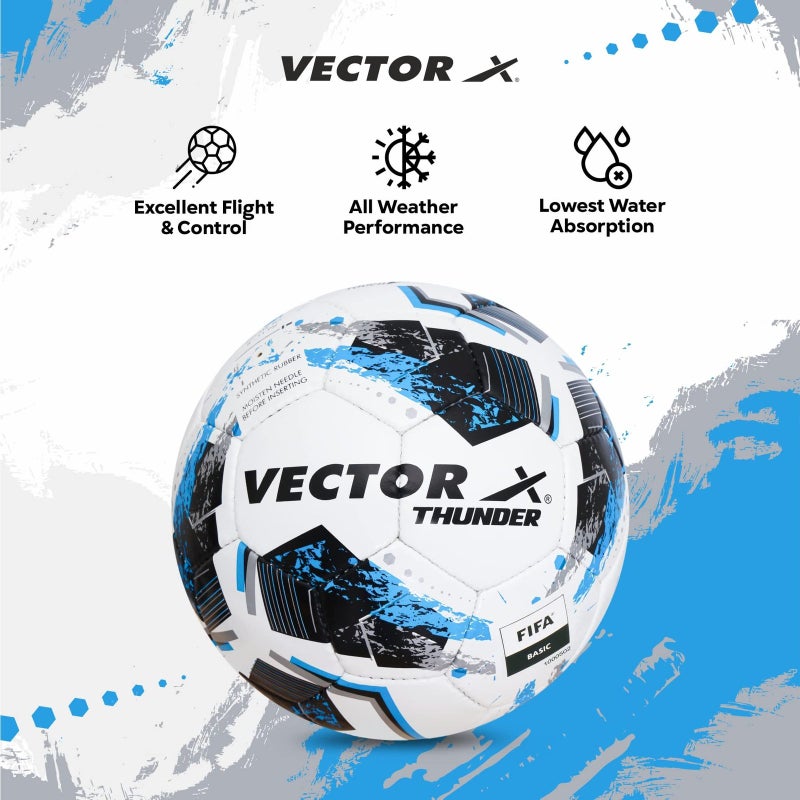 Vector X Thunder FIFA Basic Football - Size 5 - White-Blue - Image 2