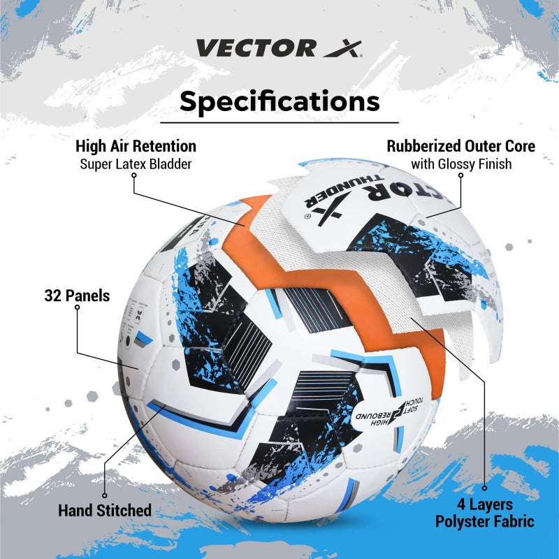 Vector X Thunder FIFA Basic Football - Size 5 - White-Blue - Image 3
