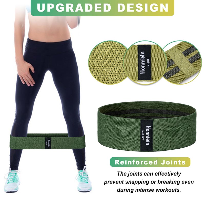 Honmein Resistance Bands For Working Out  3 Levels Exercise Bands Workout Bands Set For Women Men  Hip Legs Booty Bands For Home Fitness  Gym  Yoga  Pilates(Green) - Image 4