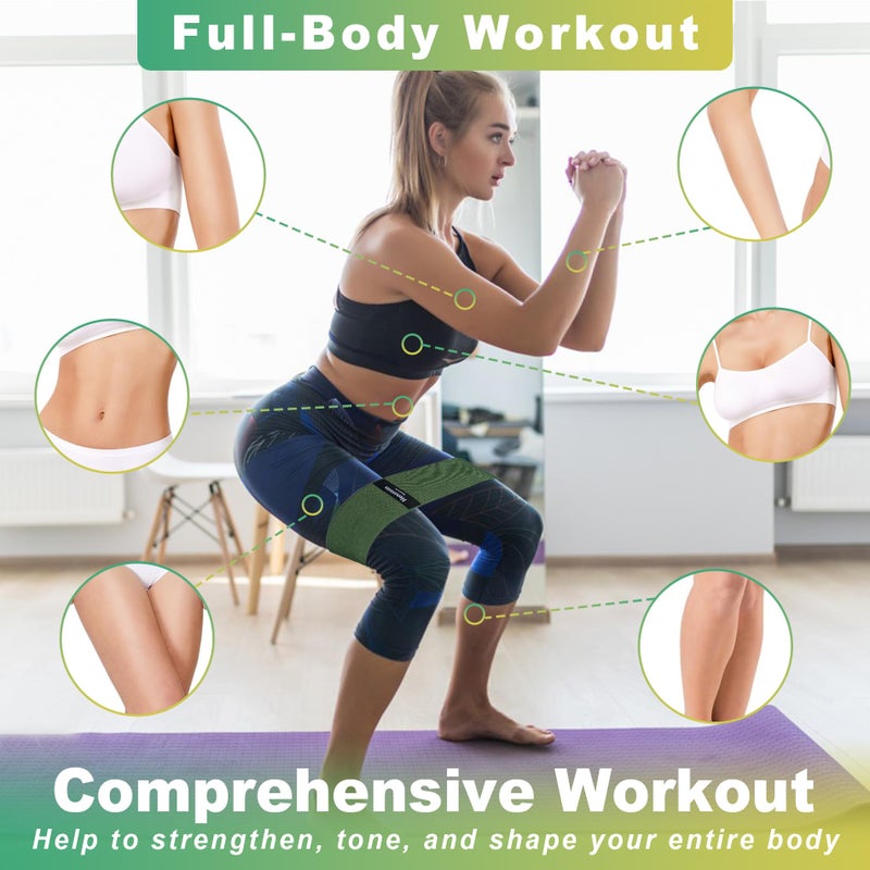 Honmein Resistance Bands For Working Out  3 Levels Exercise Bands Workout Bands Set For Women Men  Hip Legs Booty Bands For Home Fitness  Gym  Yoga  Pilates(Green) - Image 5