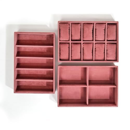 La Trove Drawer Organizer Tray Set of 3 (Pink) | Watch, Sunglasses & Belt Storage Box | Jewelry & Accessories Organizer for Men & Women - Image 3