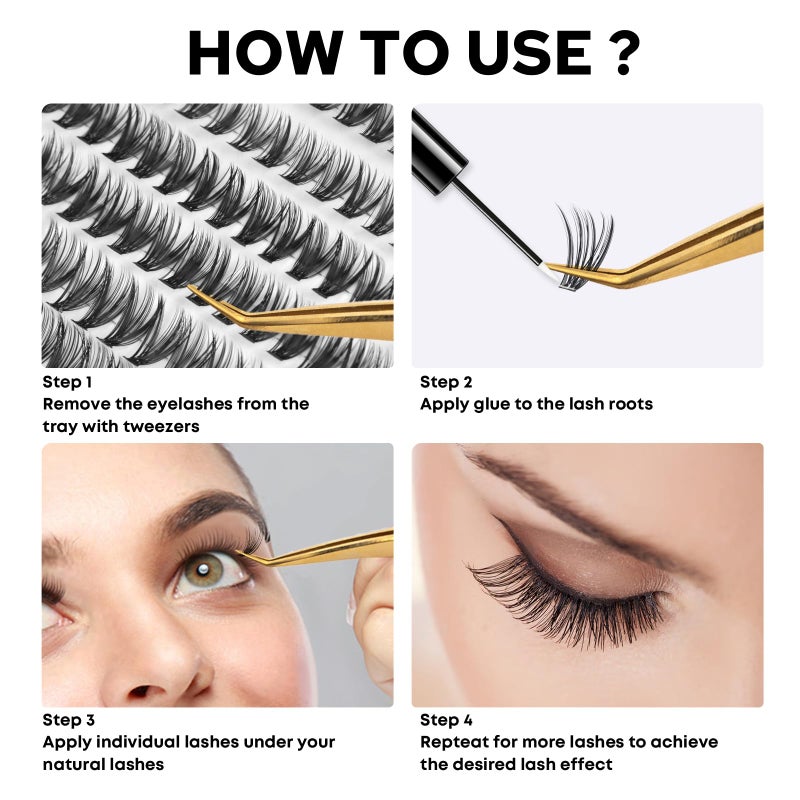 WONSIS Individual Lashes, Lash Clusters, 280 Pcs 30D Individual Lash Extensions, Natural Soft Lightweight Reusable DIY Eyelash Extensions, Thickness 0.07mm C Curl False Eyelashes (30D 8-16mm)â€¦ - Image 5