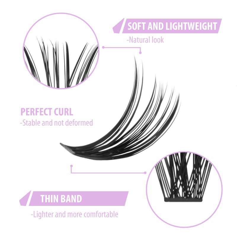 WONSIS Individual Lashes, Lash Clusters, 280 Pcs 30D Individual Lash Extensions, Natural Soft Lightweight Reusable DIY Eyelash Extensions, Thickness 0.07mm C Curl False Eyelashes (30D 8-16mm)â€¦ - Image 4