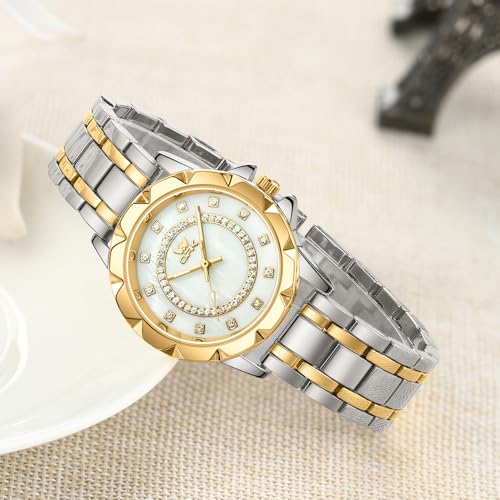 OPK Watch for Women Ladies Female White Gold Diamond Japanese Quartz Waterproof Stainless Steel Casual Wrist Watches - Image 2