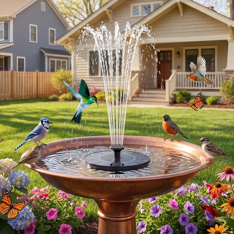 AISITIN Solar Fountain, Solar Bird Bath Fountains Pump with 6 Nozzles, 2026 Upgraded Free Standing Floating Solar Powered Water Fountain Pump for Bird Bath, Garden, Pond, Pool and Outdoor - Image 2