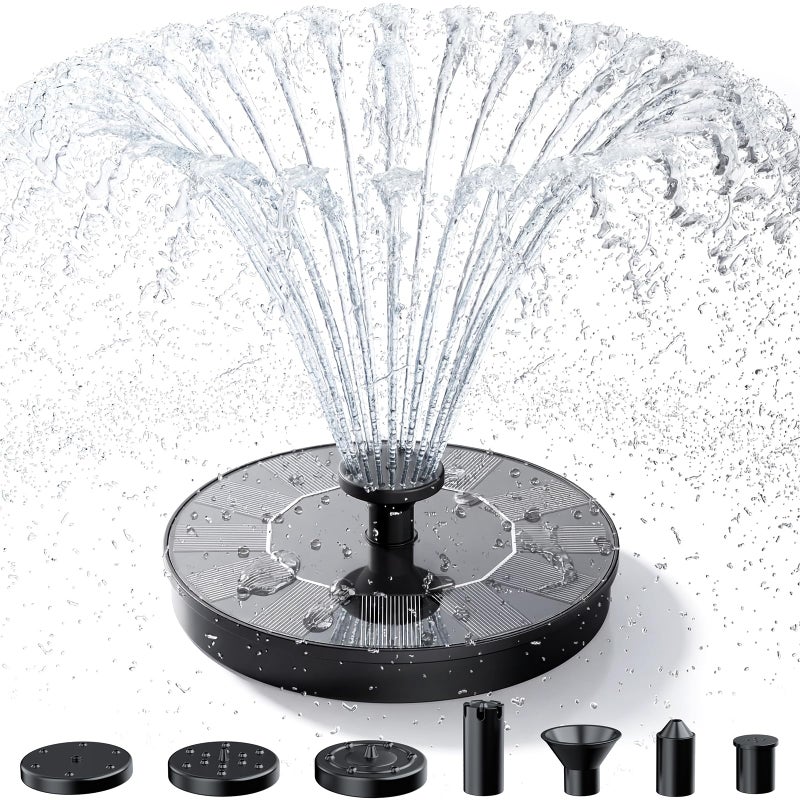 AISITIN Solar Fountain, Solar Bird Bath Fountains Pump with 6 Nozzles, 2026 Upgraded Free Standing Floating Solar Powered Water Fountain Pump for Bird Bath, Garden, Pond, Pool and Outdoor - Image 1