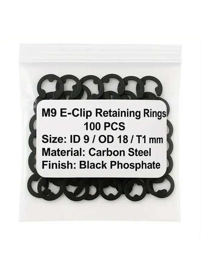 M9 Heavy Duty E Type External Circlip Retaining Rings Carbon Manganese Phosphate Coated 100PC - Image 1