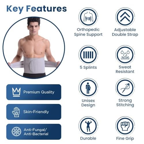 Dr Trust USA Lumbo Sacral Belt for Back Pain Relief, Back Sprains, Strains & Muscle Spasms, Orthopedic Adjustable Lower Back Support LS Belt for Men & Women, Lumbar Support Belt for Back and Abdomen, Posture Corrector with Adjustable Compression-330 (L) - Image 2