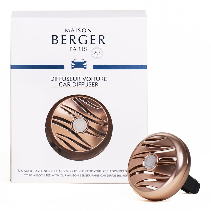MAISON BERGER Luxury Car Air Freshener Vent Clip â€“ Refillable Scent Diffuser for Car Vents, French-Made, Adjustable Fragrance (No Pods/Refills Included, 1.75â€ Diameter) - Pink Copper - Image 1