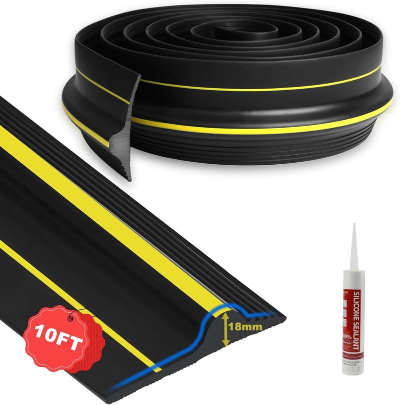 DGSL 10FT Universal Garage Door Bottom Threshold Seal Strip with 2 Adhesives, 2025 Upgrade 0.7'' in Height Weatherproof Rubber DIY Weather Stripping Replacement for Garage Door - Image 1
