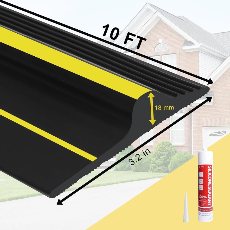 DGSL 10FT Universal Garage Door Bottom Threshold Seal Strip with 2 Adhesives, 2025 Upgrade 0.7'' in Height Weatherproof Rubber DIY Weather Stripping Replacement for Garage Door - Image 2