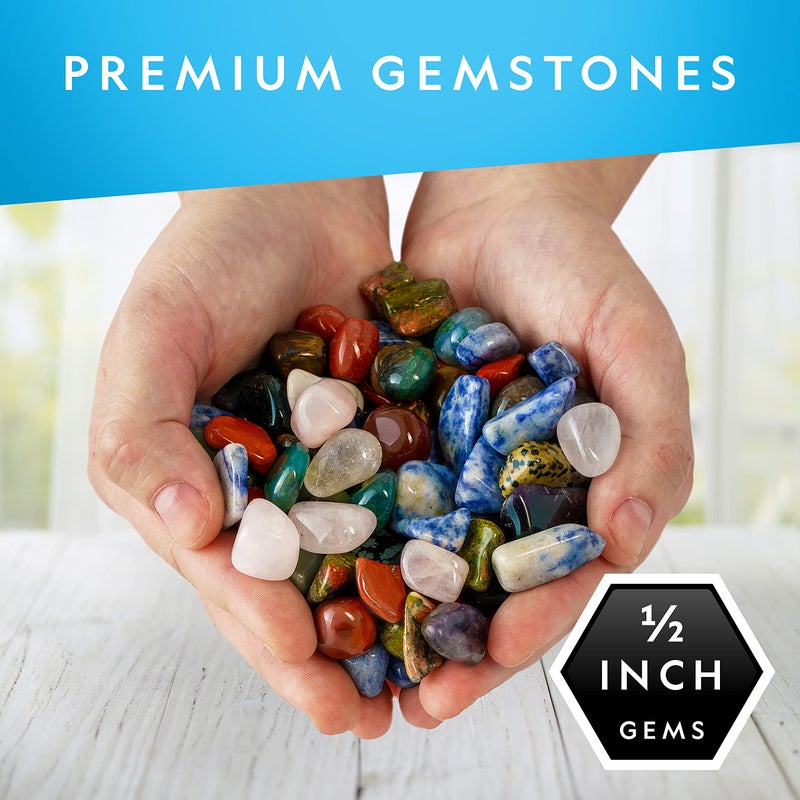 Blue Marble National Geographic Premium Polished Stones - 2 Pounds of 1/2-Inch Tumbled Stones and Crystals Bulk, 4500+ Carats, Rock and Mineral Kit, Rocks for Kids, STEM Toys - Image 2