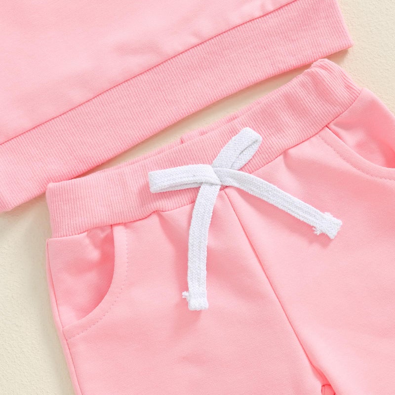 Socutebabe Baby Girl Clothes Newborn Infant Fall Winter Outfits Love Embroidery Long Sleeve Crewneck Sweatshirts Pants 0-24M (Pink, 3-6 Months) - Image 4