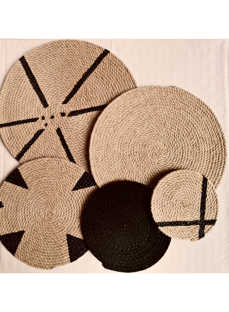 Boho decore /Boho wall art set 5 pcs jute & cotton. - Image 1