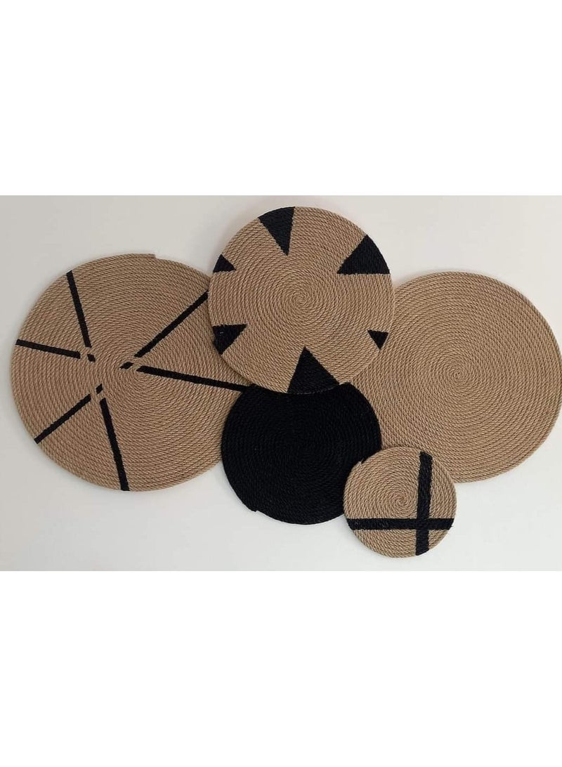 Boho decore /Boho wall art set 5 pcs jute & cotton. - Image 2