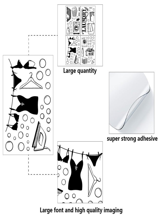 ملصقات حائط من CREATCABIN مكونة من 4 أوراق، ملصقات حائط لغرفة الغسيل، اقتباسات، ملصقات حائط فقاعية قابلة للإزالة، 4 أنماط، ديكور فني جداري منزلي لغرفة الغسيل والحمام، أسود 11.4 × 7.9 بوصة - Image 3