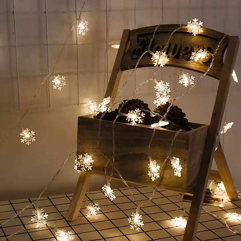 Lexton Lexton 20 Snowflakes String Light Plug Sourced Window Lights 20 Snowflakes Fairy Light Hanging Light for Indoor Decorations Christmas Diwali Party Birthday Warm White Pack of 1  - Image 3