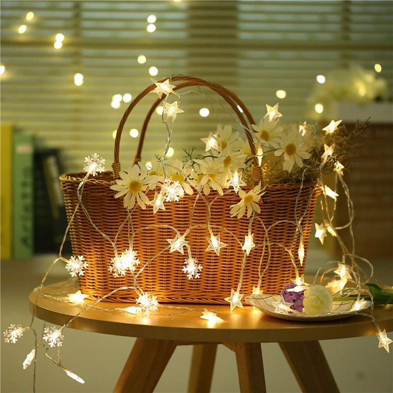 Lexton Lexton 20 Snowflakes String Light Plug Sourced Window Lights 20 Snowflakes Fairy Light Hanging Light for Indoor Decorations Christmas Diwali Party Birthday Warm White Pack of 1  - Image 5