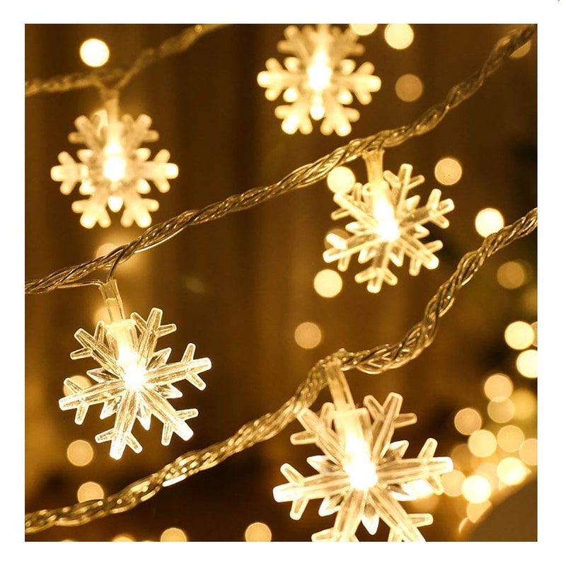 Lexton Lexton 20 Snowflakes String Light Plug Sourced Window Lights 20 Snowflakes Fairy Light Hanging Light for Indoor Decorations Christmas Diwali Party Birthday Warm White Pack of 1  - Image 1
