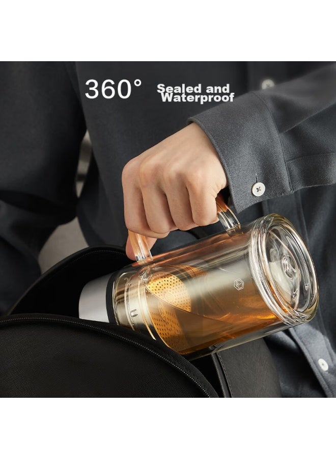 JD.com Jd Jingzao Business High Borosilicate Double-layer Glass Cup With Handle, Tea Infuser Mug, Coffee And Milk Steeping Cup, 500ml - Image 5