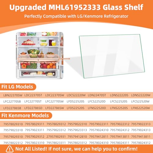 Tomatoman Upgraded MHL61952333 Refrigerator Glass Shelf Crispers Compatible with LG Kenmore Refrigerator Glass Shelf Replacement MHL61952323 Fit Lg Refrigerator Crisper Drawer Cover Frame Inserts Replacement - Image 3