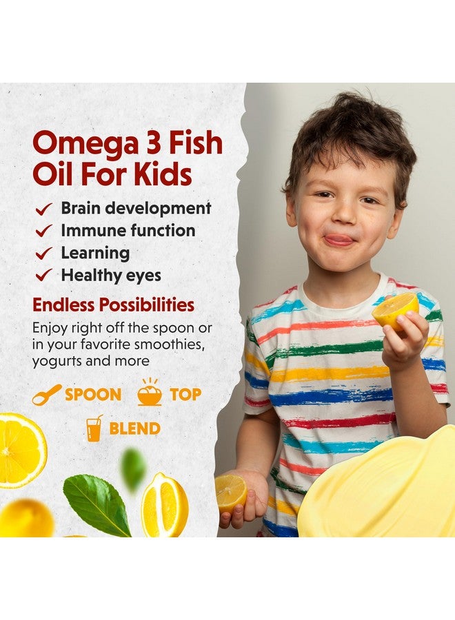 Barlean's Omega Pals Chirpin' Slurpin' Omega 3 for Kids, Yummy Lemonade Flavored Children's Liquid Fish Oil Supplement with 540 mg of EPA and DHA for Brain and Eye Health, 8 oz - Image 3