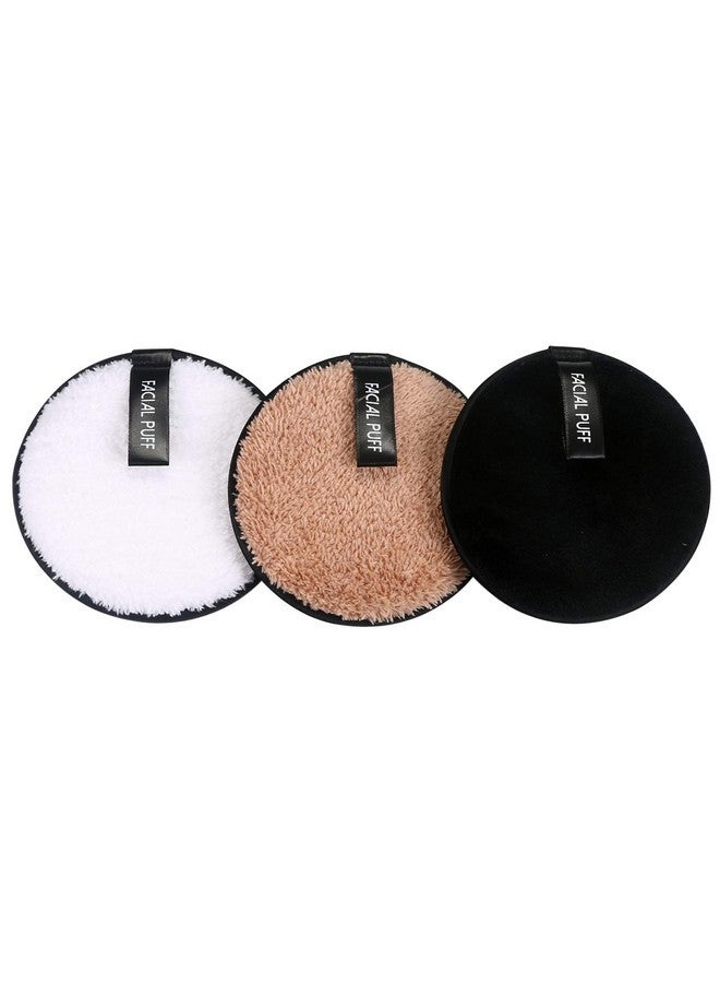 Vtrem 3 Colors Reusable Makeup Remover Pads Washable Double-Side Face Eye Lip Remover Pads Multi-Function Microfiber Soft Facial Cleaning Puffs Towels For All Skin, Black/White/Coffee - Image 1
