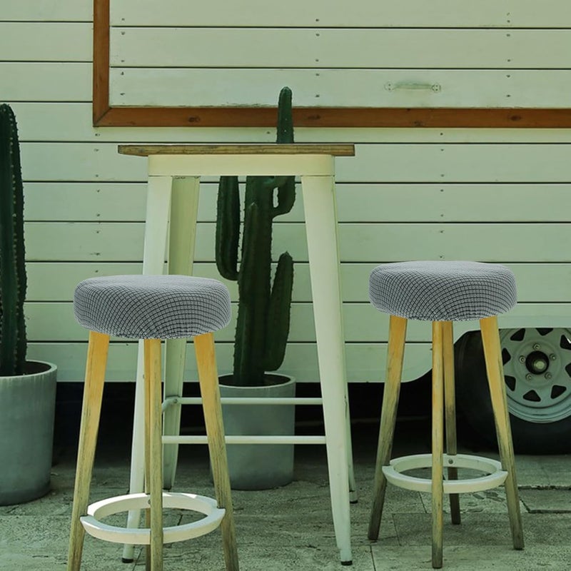 Ciieeo Elastic Plush Round Stool Cover Stretchable Dining Chair Slipcover Polyester Furniture Protector for Home and Office Use in Matcha Green - Image 4
