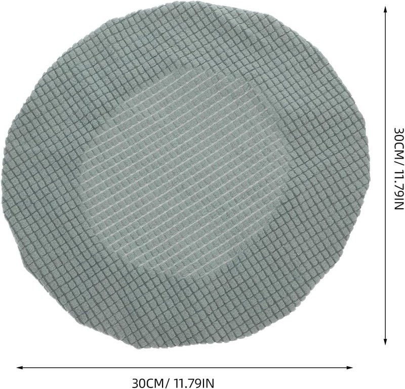 Ciieeo Elastic Plush Round Stool Cover Stretchable Dining Chair Slipcover Polyester Furniture Protector for Home and Office Use in Matcha Green - Image 2
