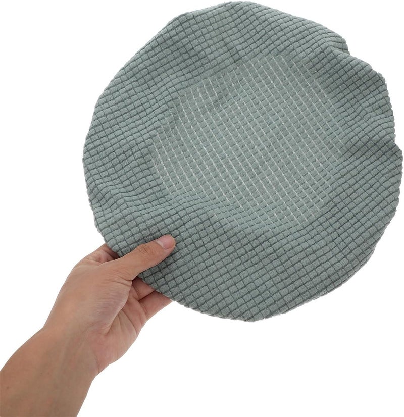 Ciieeo Elastic Plush Round Stool Cover Stretchable Dining Chair Slipcover Polyester Furniture Protector for Home and Office Use in Matcha Green - Image 3