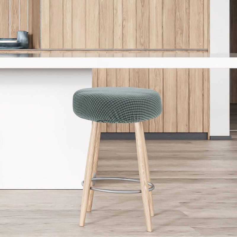 Ciieeo Elastic Plush Round Stool Cover Stretchable Dining Chair Slipcover Polyester Furniture Protector for Home and Office Use in Matcha Green - Image 5